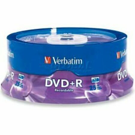 VERBATIM AMERICAS Verbatim® DVD+R Spindle, 95033, 4.7GB, 120 Minutes, 16X, 25/Pk 95033